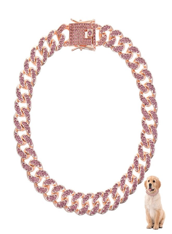 Aeaocvo Cat Chain Collar Gold 12 Inch Long Diamond Cuban Link, 12 mm Wide Metal Pet Necklace Chain for Small Medium Dogs Puppies Cats Kittens - Image 1
